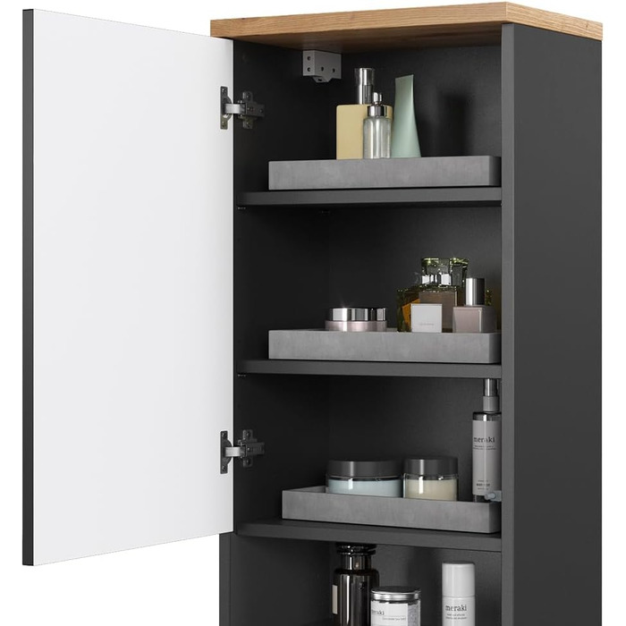 Шафа для ванної Vicco Eden, антрацит/дуб артісан, 40x77 см, меблі для ванної кімнати