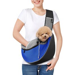 Побудована сумка-переноска для собак Pawaboo: дихаюча сітка, зручна для перенесення, з кишенею на блискавці та регульованим ременем, для собак малого та середнього розміру, блакитна