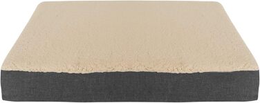 Ортопедичний килимок для собак Bobby, віскоеластична піна, знімний чохол, м'яке штучне хутро: 120x75 см, (L, Бежевий)