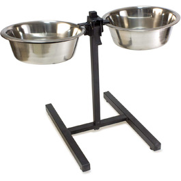 Підвищений годівниця для собак Arquivet з нержавіючої сталі на 2 миски – 2,80 л – Регульований годівниця для собак – Аксесуари та миски 2 x 2,8 л