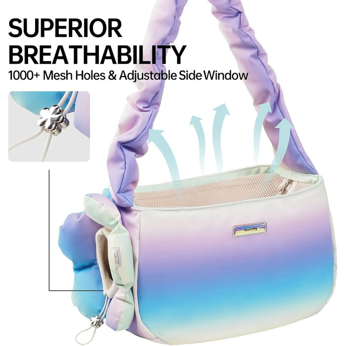 TOUCHDOG Сумка-переноска для собак та котів, легка, дихаюча, для подорожей (до 6 кг), рожева/блакитна