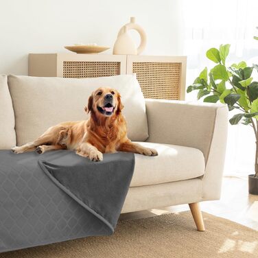 Водонепроникний килимок для собак, килимок для активного відпочинку на вулиці, миючий, для великих собак, плюшевий, ковдра для котів та м'який двосторонній чохол для дивану, сірий+бежевий (світло-сірий + темно-сірий, 152x203 см)