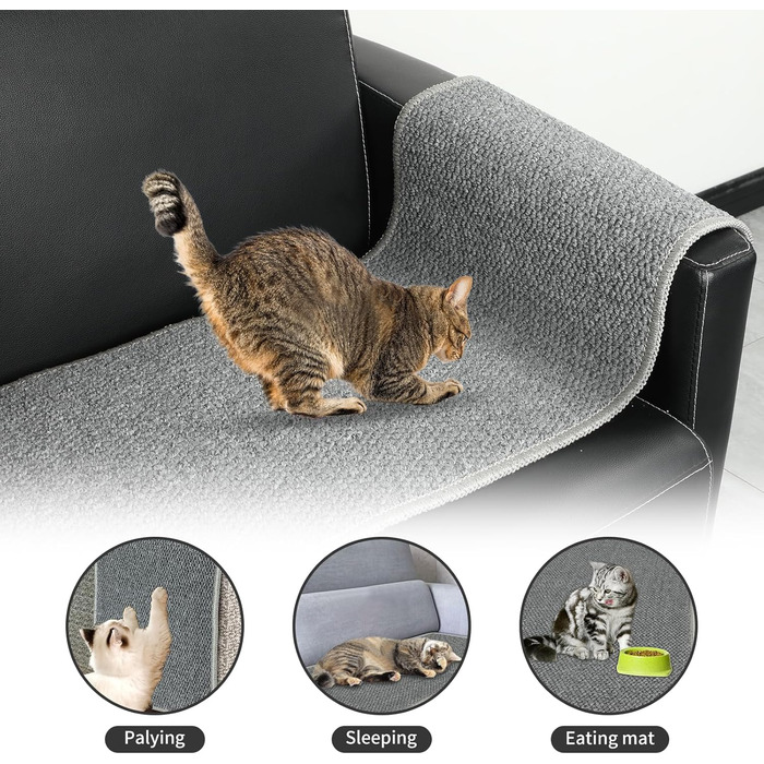 Килимок для дряпання котів на стіну 180 x 40 см, великий, сизаль, міцний, з 16 надійними цвяхами, захист меблів