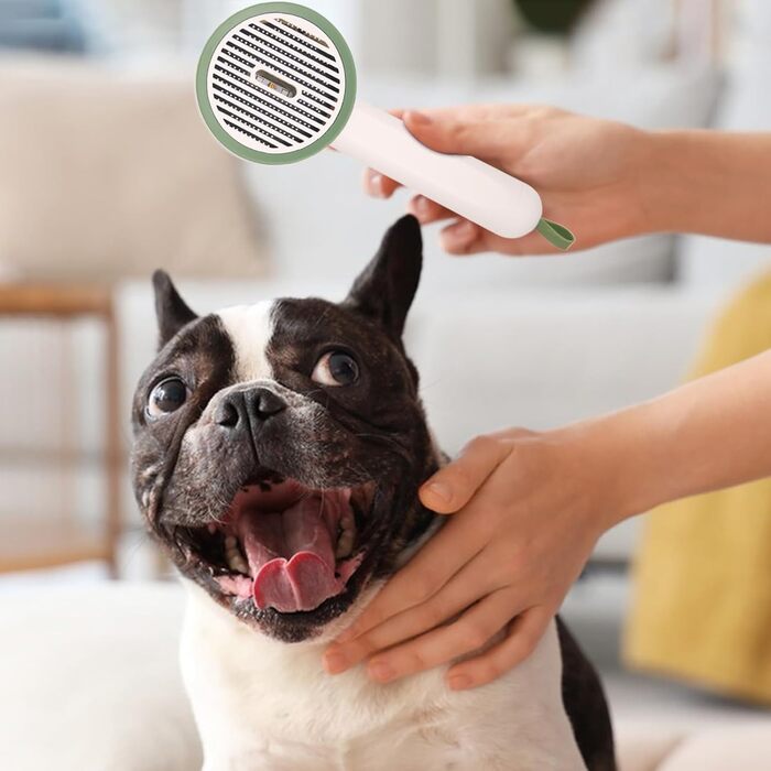 Зубна щітка для тварин | Гребінець для видалення шерсті цуценят | Ергономічна щітка для грумінгу з функцією UV, кнопкою розблокування для щоденного догляду за шерстю тварин, зелений (білий)