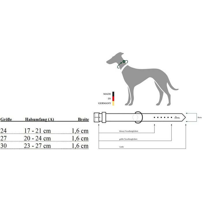Нашийник для собак HUNTER ROCKY PETIT, чорний, з м'якої шкіри Наппа, з заклепками, розмір XS (30 см)