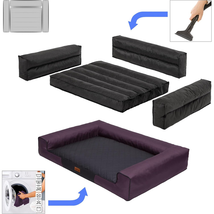 Килимок для собак XL, 100 x 66 см, червоний з чорним, м'який лежак для тварин