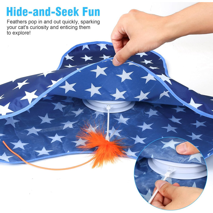Інтерактивна іграшка для котів: сенсорна, з прихованою пір'ям, зі звуком миші. Ідеальна для дорослих котів.