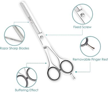 Професійна ножиця для догляду за волоссям, ножиці для стрижки, леза гострого бритви, загальна довжина 16,5 см, з шкіряним чохлом