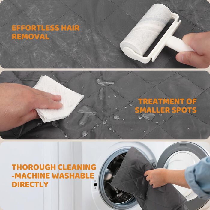 Водонепроникний коврик для собак Nobleza 208x157 см, захист дивану, неслизький, легко миється. Миючий коврик для собак, коврик для собак у дорогу, сірий