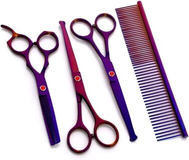 Професійна ножиця для собак, вигнута ножиця для стрижки шерсті, набір ножиць з нержавіючої сталі, для догляду за шерстю тварин (фіолетовий)