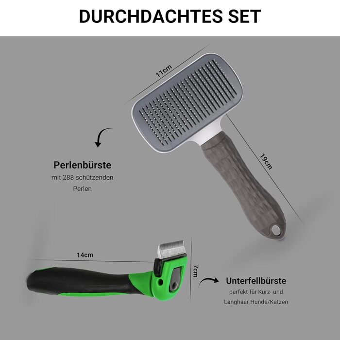 Набір гребінців для собак та котів (2 шт.), ідеальний для догляду за шерстю та догляду за кігтями, підшерсткова щітка для собак, щітка для котів з довгим хутром, ідеальний аксесуар для котів та цуценят