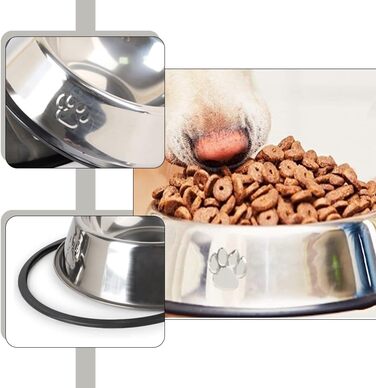 Набір з 3 мисок для котів з нержавіючої сталі, антиковзкі, для котів та кошенят