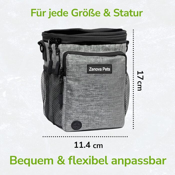 Сумка для ласощів для собак – практична сумка для тренувань з додатковим поясом – сумка для корму для собак, сумка для тренувань та прогулянок – міцна, водостійка сумка для ласощів для собак для подорожей