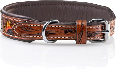 Стильне шкіряне нашийник для собак Джек Рассел від Unikat: ручна робота, з м'якою підкладкою. Нашийник з натуральної шкіри буйвола, для собак середніх порід. Розмір L (40-49,5 см)