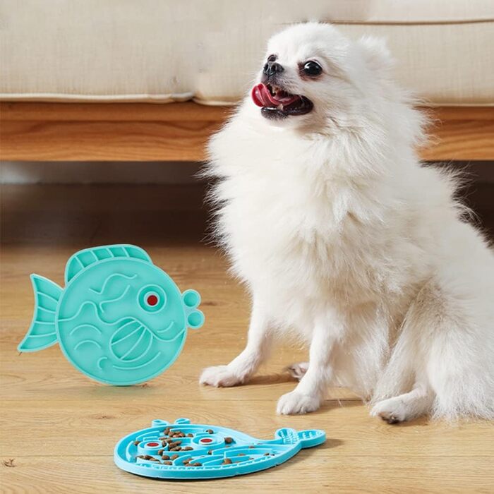 Килимок для собак та котів Leckmatte, 2 шт. з присосками + лопатка, повільний годівник, антиковзаюча поверхня, зменшує нудьгу та тривогу, для корму, ласощів, йогурту, арахісової пасти (20x20 см, колір B)