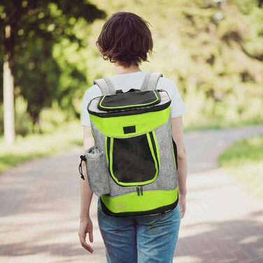 Рюкзак-переноска для собак та котів Kato Tirrinia, зелений. Підходить для середніх собак та кошенят, з сіткою для вентиляції.