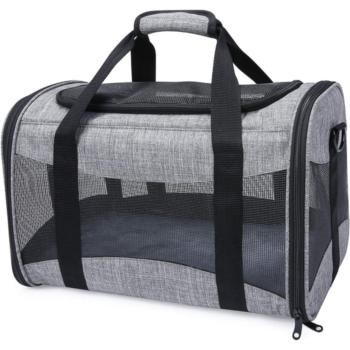 Транспортна переноска для котів та собак, складана, з м'якою підстилкою та плечовим ременем