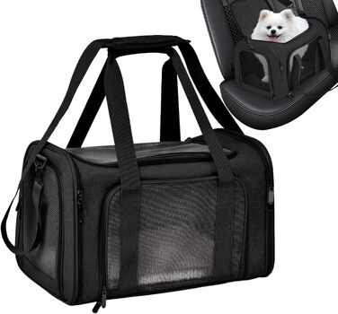 М'яка переноска для котів та собак, чорна | Переноска для тварин, дихаюча, складна, для подорожей