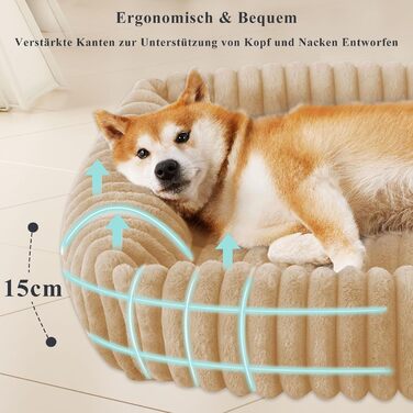 Крісло-ліжко для собак маленьких та середніх порід, 50x48x15 см, миється, кошик з антиковзким покриттям, бежевий/кремовий колір