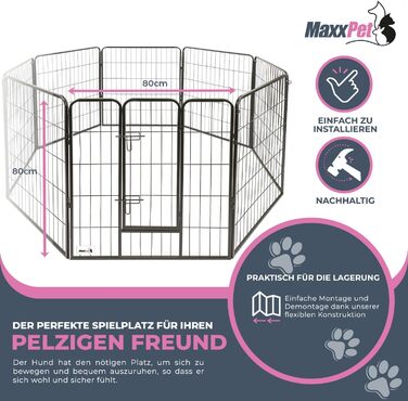 Складаний вольєр MaxxPet для цуценят і домашніх тварин, 16 панелей, 80x100 см, металевий вигульний манеж для собак і кошенят, регульований, для вулиці та дому