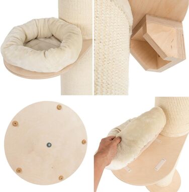 Крізьова колона Natural Paradise Jasmine з кріпленням до стіни | 136 см, кремовий колір | Дряпалка для котів