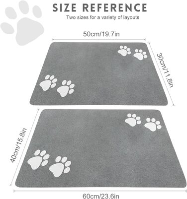 Нековзні килимки під миски для котів та собак SUKUTU, 30x50 см, сірий