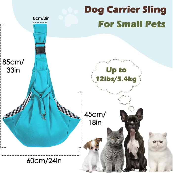 Pawaboo Сумка-переноска для собак та котів, блакитна, до 5.5 кг