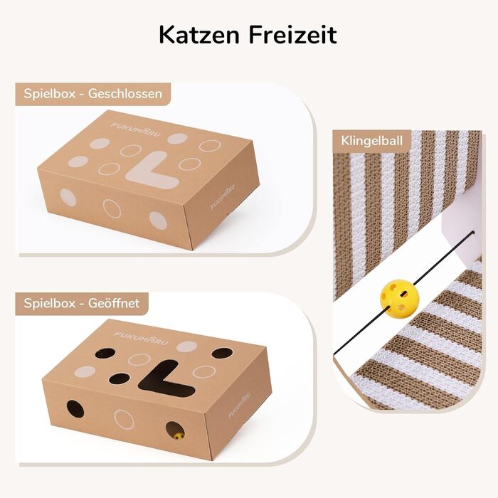 Котячий когтетоп FUKUMARU L-подібний, 68 см, з візерунком смуг, міцний, з іграшкою, для стіни та кута, великий (середній)