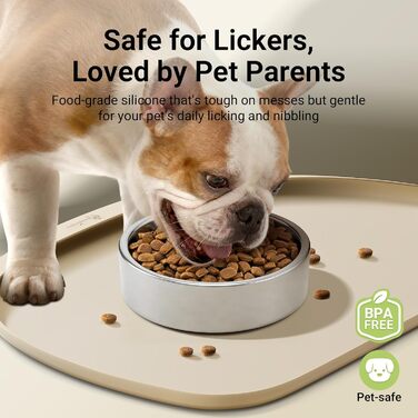 Мат для годування домашніх тварин DownyPaws: неслизький килимок для мисок, вологостійкий, з високим бортиком, 61x43 см (Мигдальний)