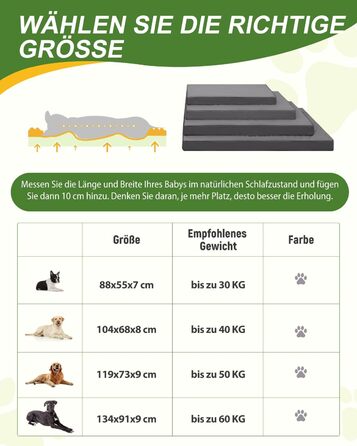 Ортопедичне ліжко для собак Favodormir, великі породи, 104x68 см, знімний чохол з екошкіри, комфортне та прохолодне для дому та вулиці, сірий колір