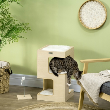 Будиночок для кота з подушкою, ігрова печера на 2 рівнях з іграшками