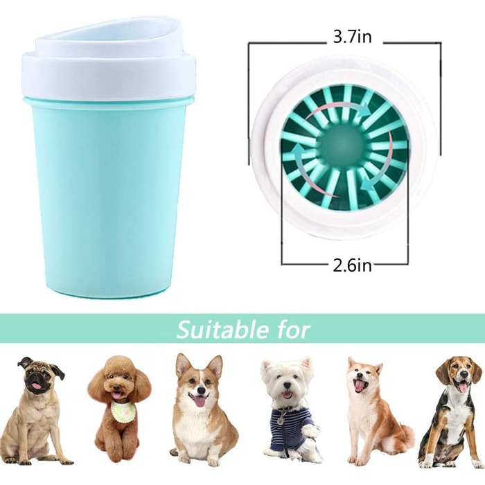 Очищувач лап для домашніх тварин Bealy – легко розібрати та встановити, щітка для лап собак Petite Bluegreen