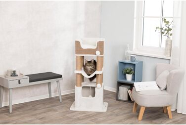 TRIXIE Когтеточка XXL Lucano 110 см біла/тауpe – міцний котячий комплекс для великих котів з ігровою зоною та місцем для відпочинку, комфортна та стійка