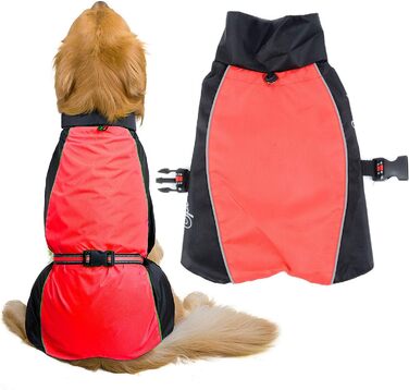 Водонепроникний дощовик для собак середніх та великих порід Zunea, відбиваючий, легкий, вітронепроникний, з підкладкою з сітки, захист від дощу, одяг для активного відпочинку, прогулянок, зеленого кольору, 3XL, 7XL (1 шт), червоний