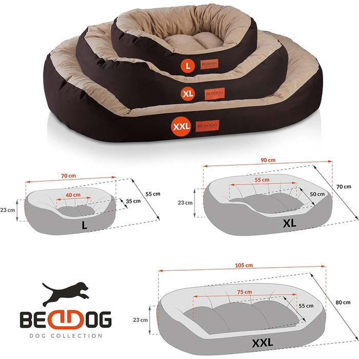 Ліжко для собак середніх порід - BedDog Alicante, MOCCA (85x70x21 см)