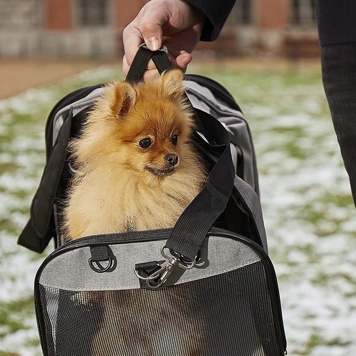 Переноска для собак Manu, сіра, розмір M (44 x 31 x 34 см)