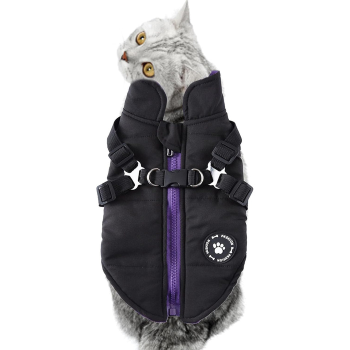 Зимовий теплий нашийник-манжет для собак, чорний, розмір Small: флісова куртка, водонепроникний, утеплений, для цуценят та собак середніх та великих порід