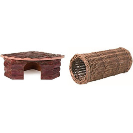 TRIXIE Natural Living будиночок Jesper для гризунів 42×15×30 см і тунель з верби для морських свинок 15×33 см