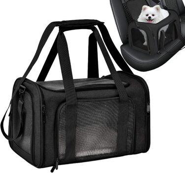 Транспортна переноска для тварин, сумка-переноска, чорна. Зручна та портативна переноска для собак та котів. Складана, стабільна та безпечна для подорожей.
