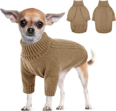 Теплий зимовий пуловер для собак середніх порід, з коміром-гетром, дихаючий, захист від холоду (Khaki)