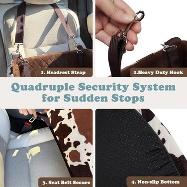 Автокрісло для собак - захист від зіткнень, антиковзаюче, захищає салон авто, знімне та пральне, коричневе