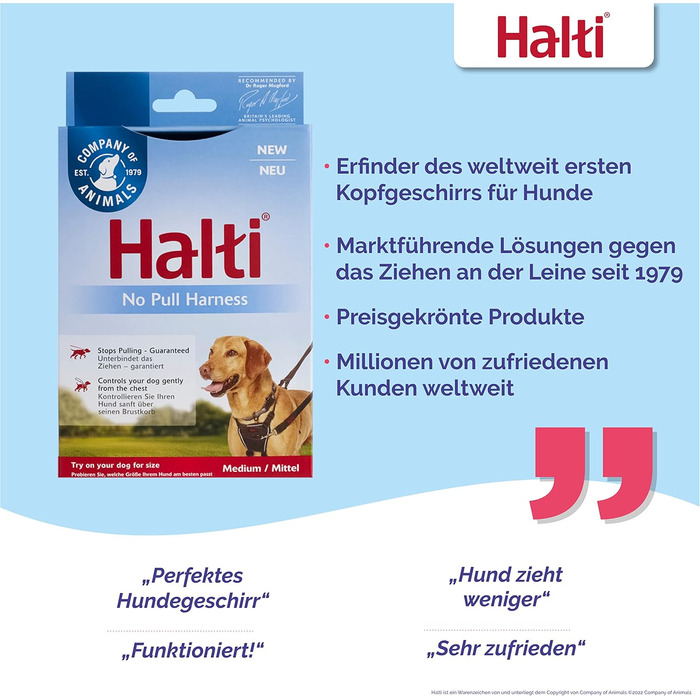 Нашийник HALTI No Pull чорний, розмір M - запобігає потягування собаки, м'який, з відбиваючим матеріалом, легко регулюється