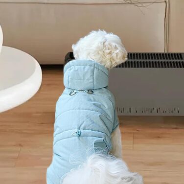 Зимовий одяг для собак: тепла куртка-худі для маленьких собак, блакитна, розмір L