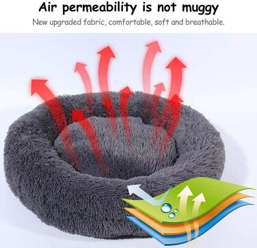 Розкішне собаче ліжко з піднятим бортиком, подушка для домашніх тварин зі знімним чохлом, для собак маленьких, середніх та великих порід, розмір L (S-50см, темно-сірий)