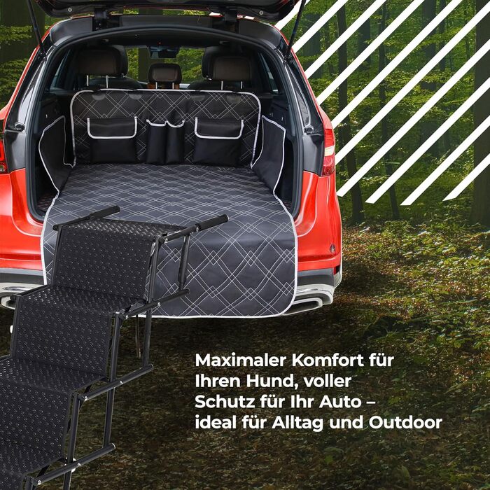 Рампа для собак у багажник авто з захистом, 4 сходинки, 55–76 см, до 70 кг, складана, з килимком