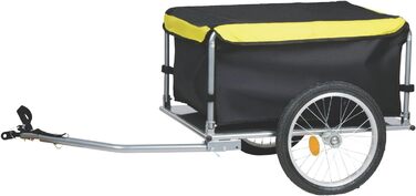 Причіп для велосипеда Dunlop – вантажний причіп з відбивачами та регульованим захистом від дощу – жовтий