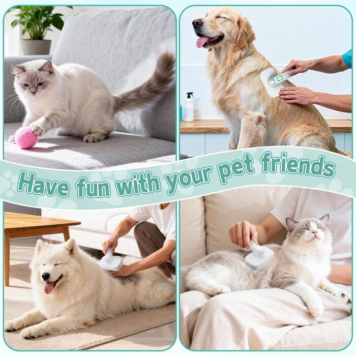Іонна щітка для тварин Pet Ion Brush - професійна самоочисна щітка для собак та котів, м'яке розчісування, гладке волосся, зменшення статичної електрики