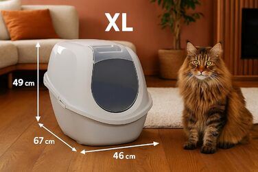 Торгівля туалетом для котів Flamingo Trini XL сірий – з фільтром з активованого вугілля, з переробленого пластику