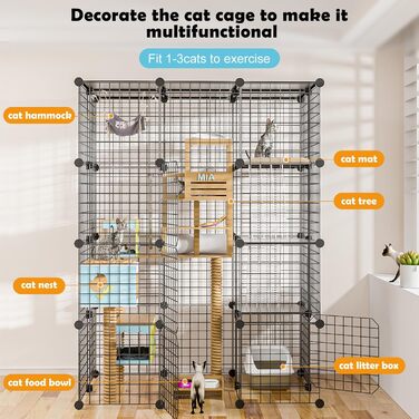 Великий котячий вольєр для дому та вулиці, металевий, знімний, DIY Catio для 1-3 котів, 2x3x4 м, ігровий майданчик