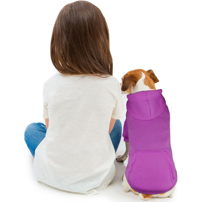 Пуловер для собак маленьких порід, теплий флісовий пуловер з капюшоном та кишенею (колір: коричневий, розмір S; фіолетовий, розмір M)
